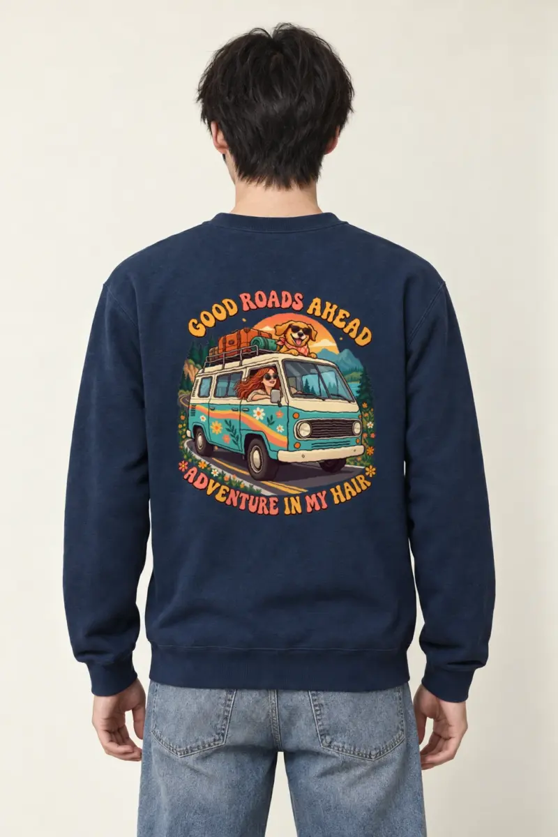 "Good Roads Ahead" Heavy Blend Unisex Crewneck Sweatshirt