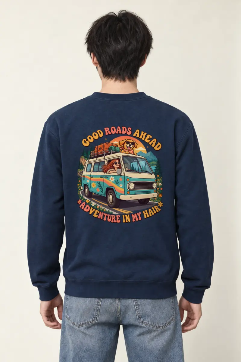 "Good Roads Ahead" Heavy Blend Unisex Crewneck Sweatshirt