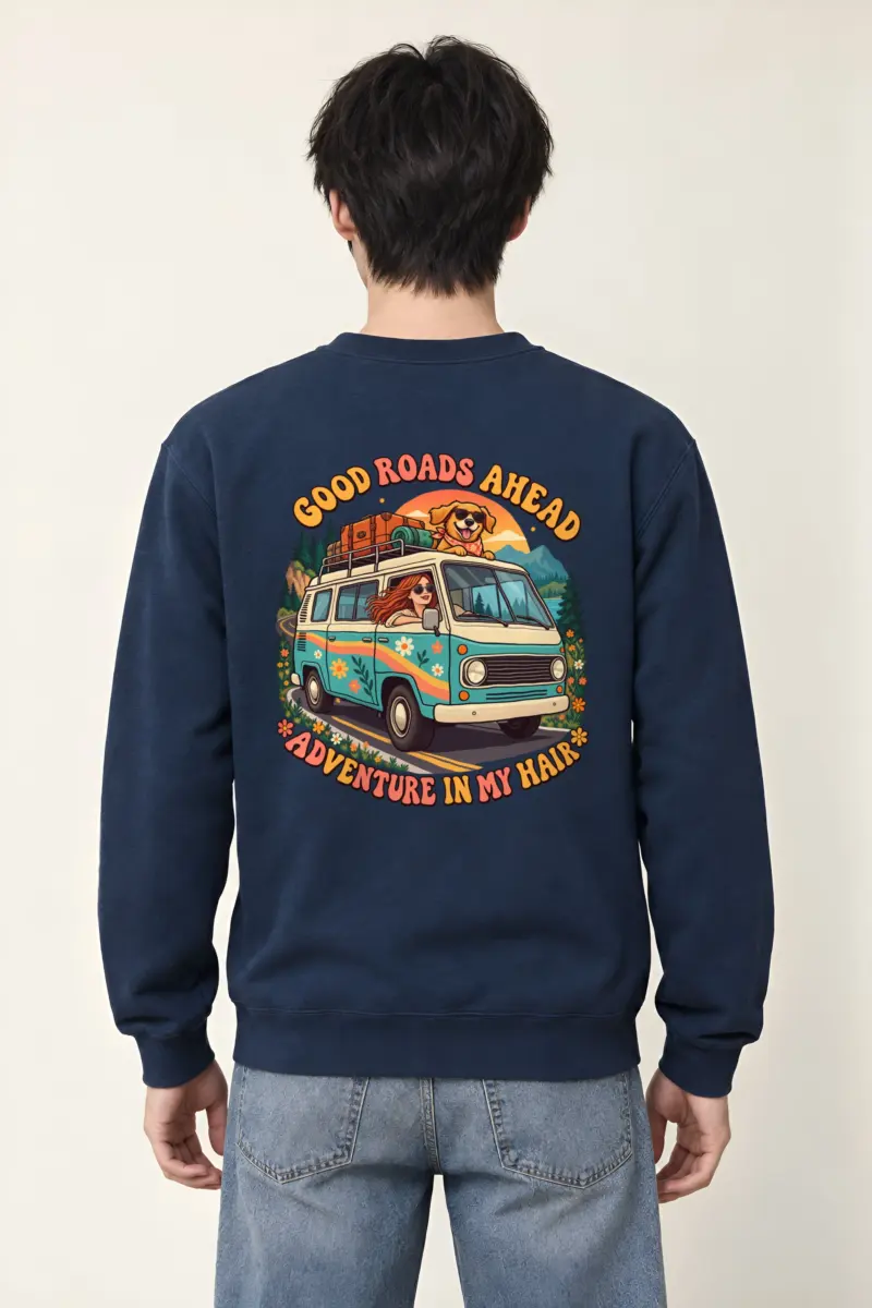 "Good Roads Ahead" Heavy Blend Unisex Crewneck Sweatshirt