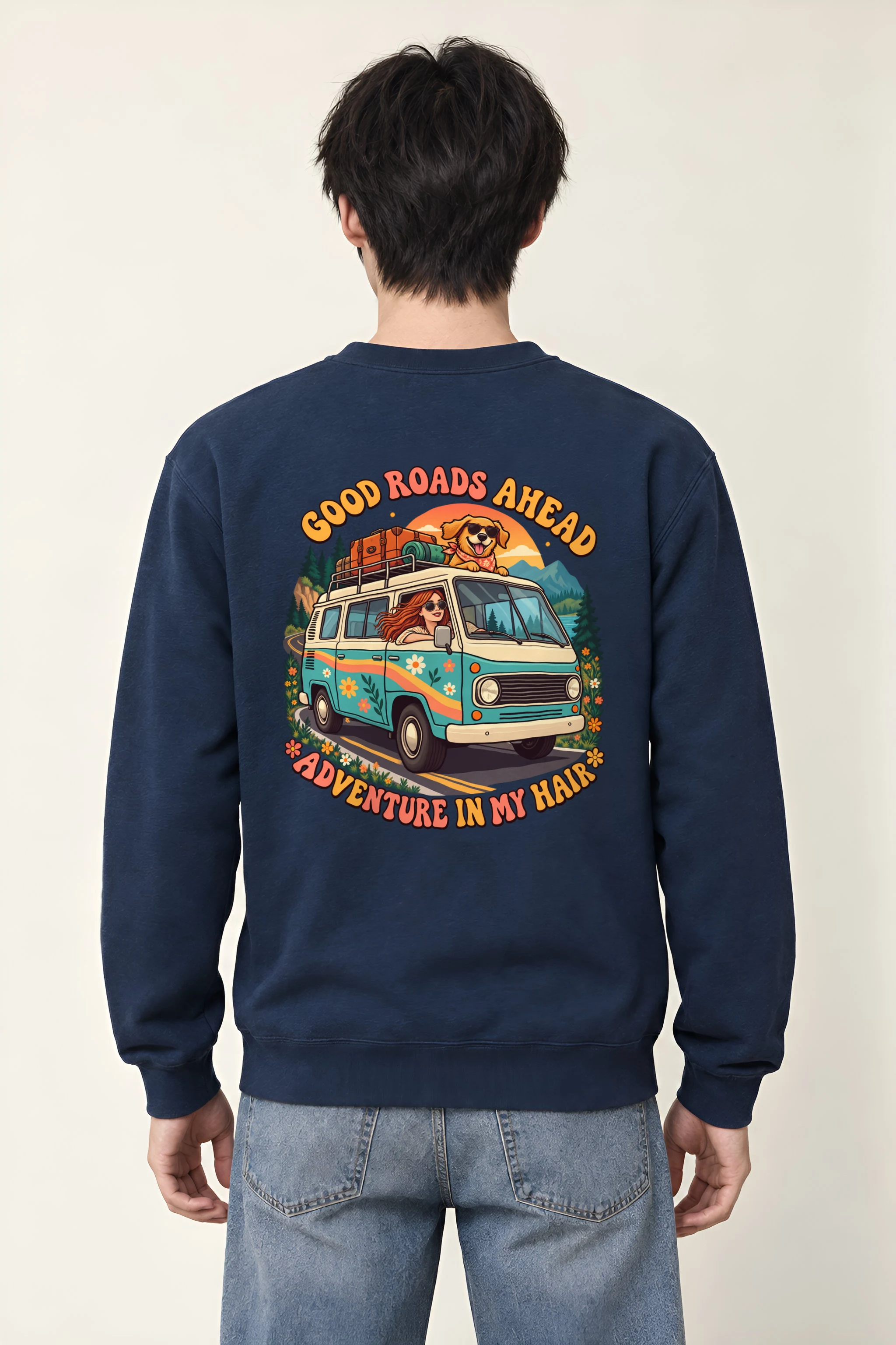 "Good Roads Ahead" Heavy Blend Unisex Crewneck Sweatshirt