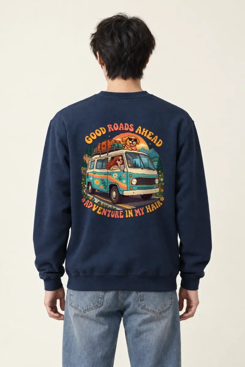"Good Roads Ahead" Heavy Blend Unisex Crewneck Sweatshirt | Gildan 18000