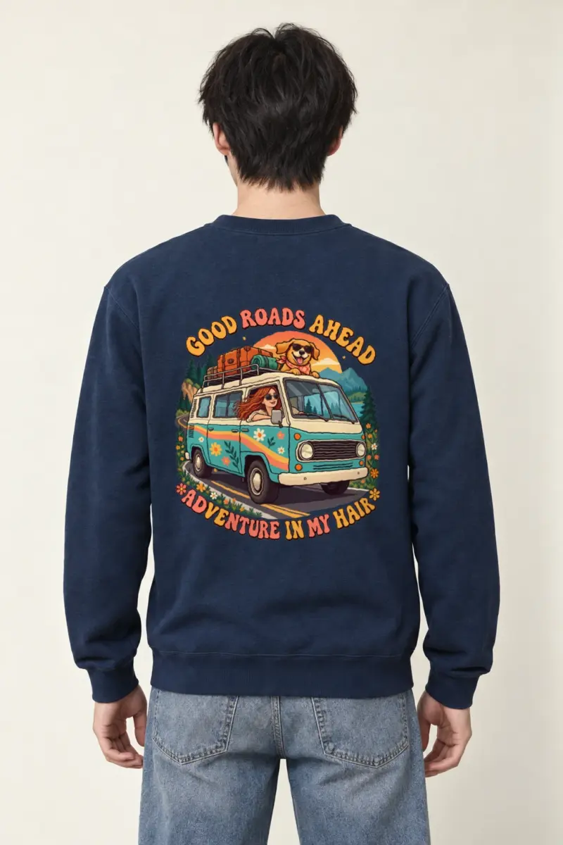 "Good Roads Ahead" Heavy Blend Unisex Crewneck Sweatshirt
