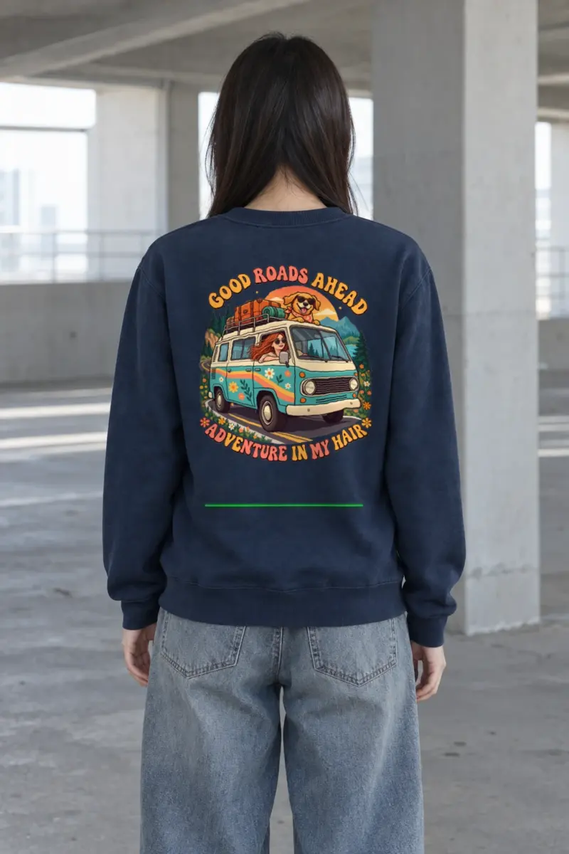 "Good Roads Ahead" Heavy Blend Unisex Crewneck Sweatshirt | Gildan 18000