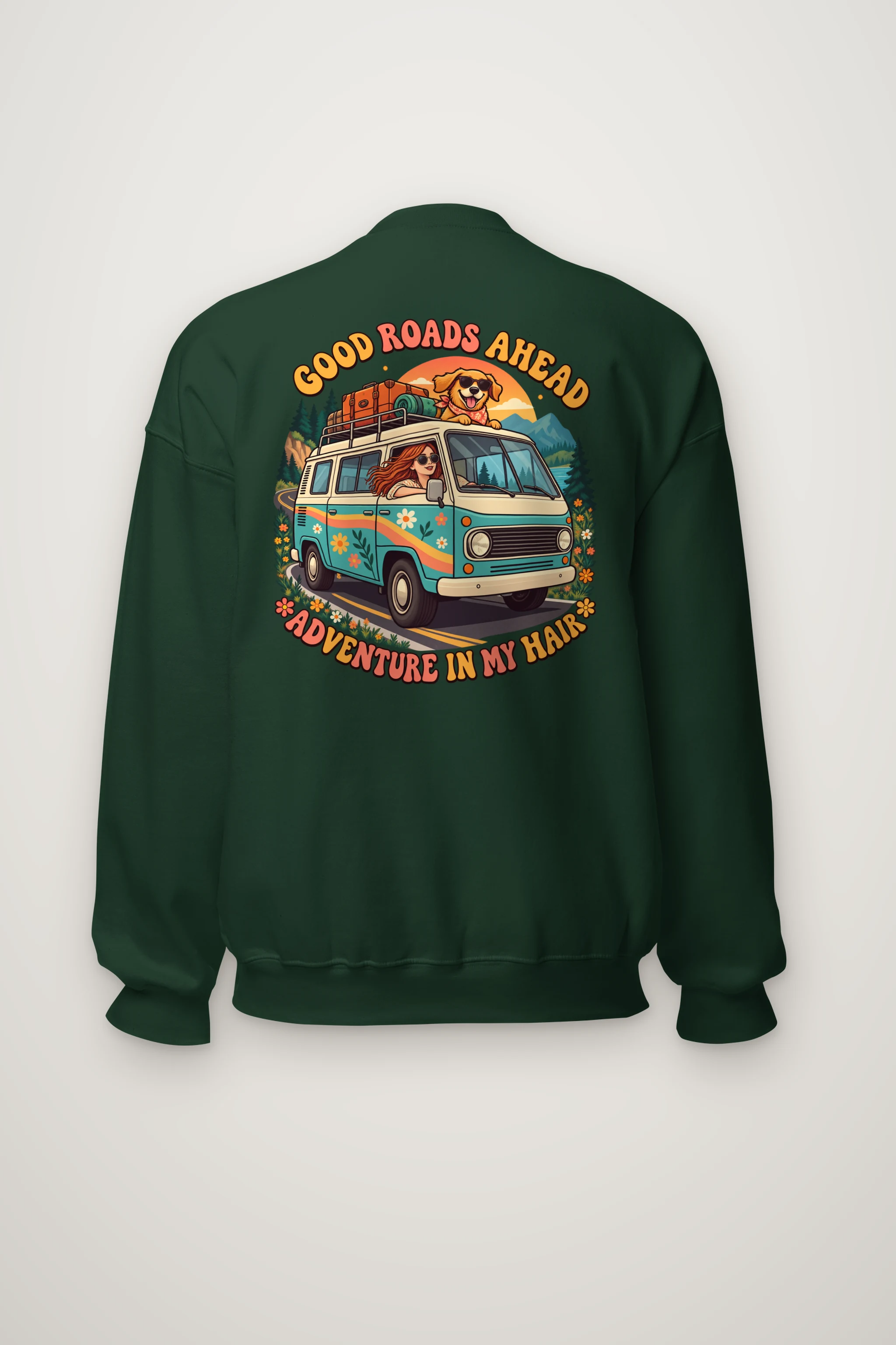 "Good Roads Ahead" Heavy Blend Unisex Crewneck Sweatshirt