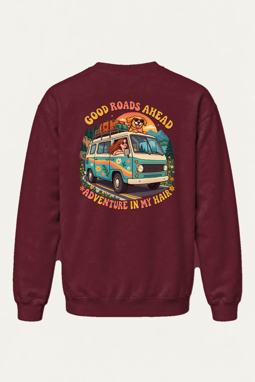 "Good Roads Ahead" Heavy Blend Unisex Crewneck Sweatshirt | Gildan 18000