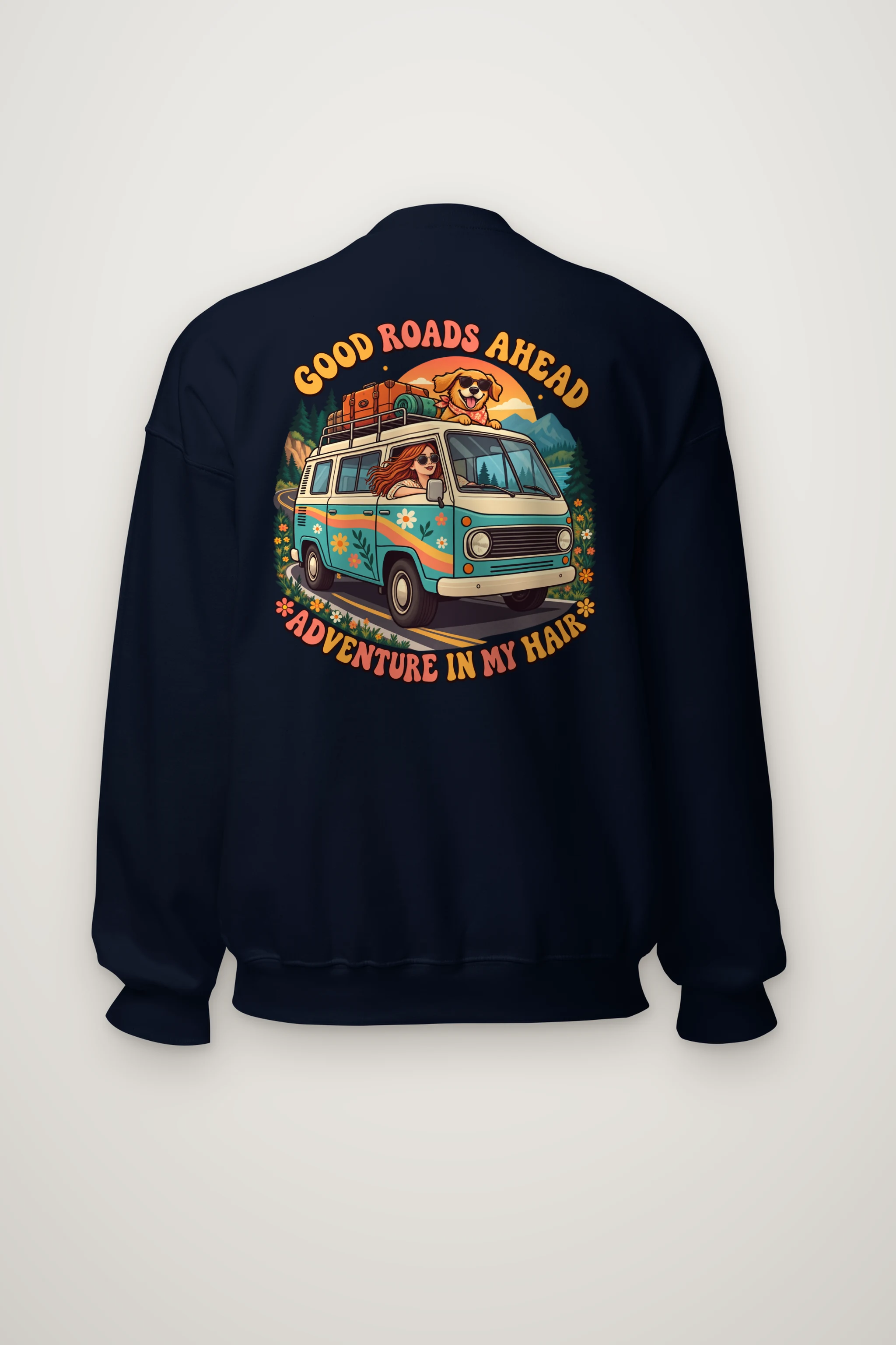 "Good Roads Ahead" Heavy Blend Unisex Crewneck Sweatshirt