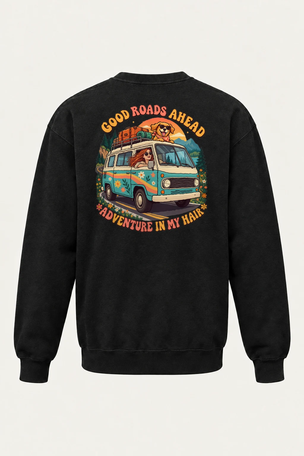 "Good Roads Ahead" Heavy Blend Unisex Crewneck Sweatshirt | Gildan 18000