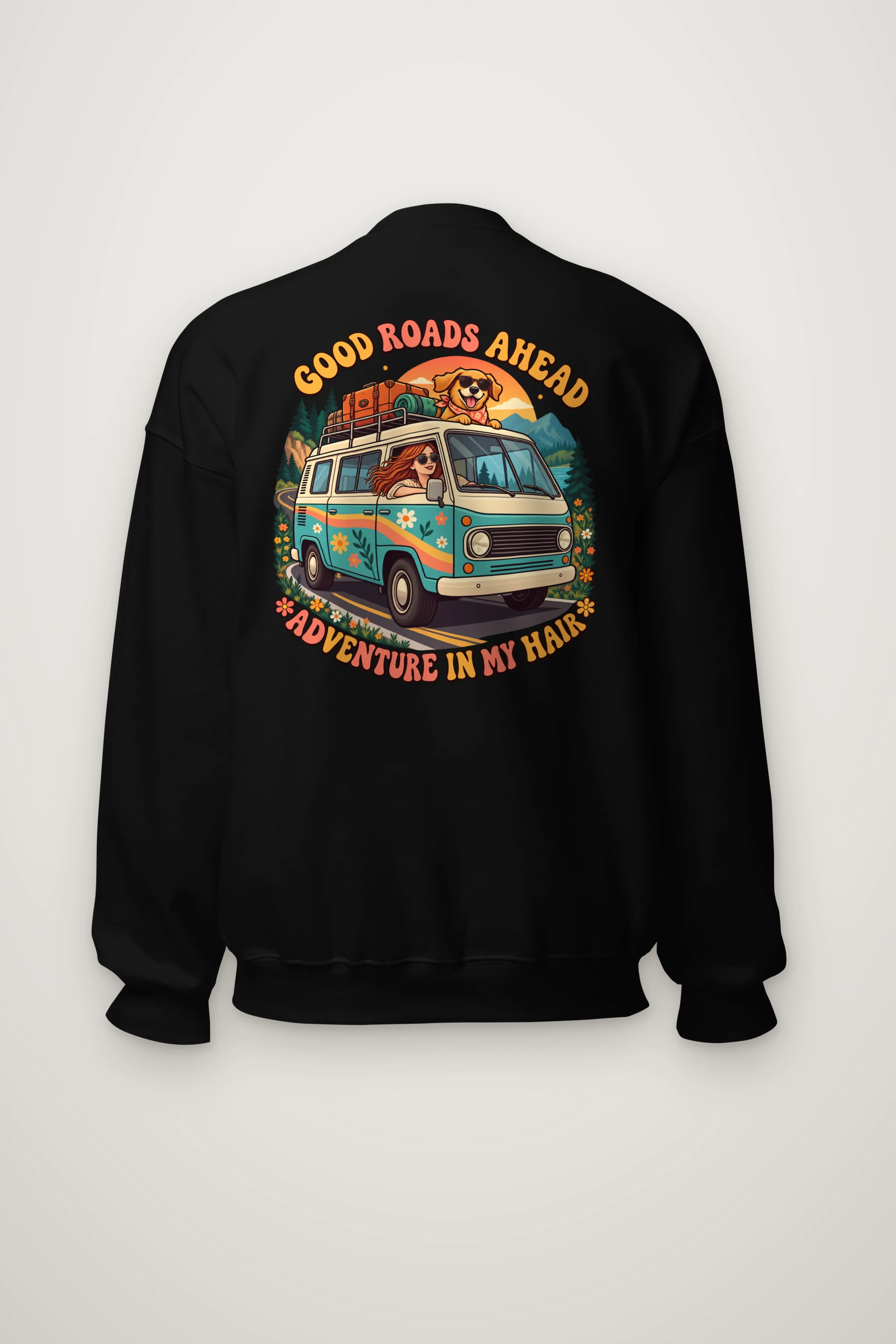 "Good Roads Ahead" Heavy Blend Unisex Crewneck Sweatshirt