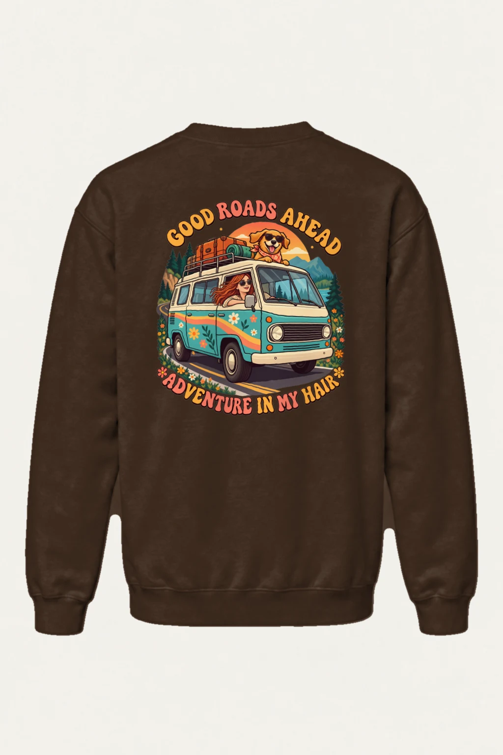 "Good Roads Ahead" Heavy Blend Unisex Crewneck Sweatshirt | Gildan 18000
