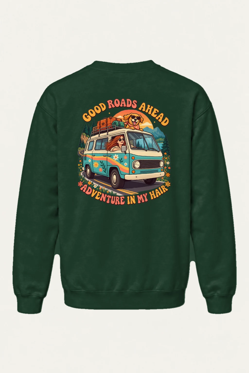 "Good Roads Ahead" Heavy Blend Unisex Crewneck Sweatshirt | Gildan 18000