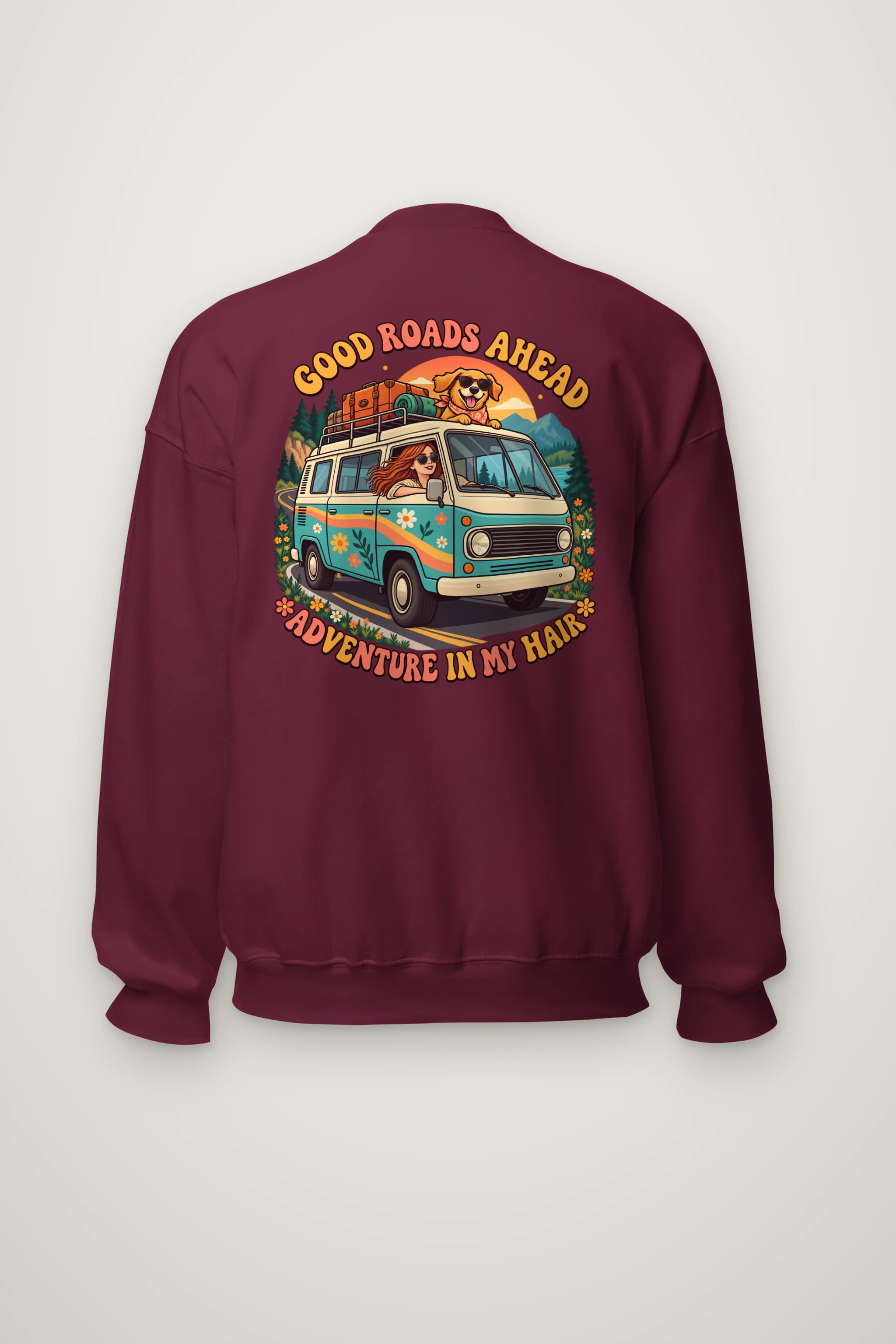 "Good Roads Ahead" Heavy Blend Unisex Crewneck Sweatshirt