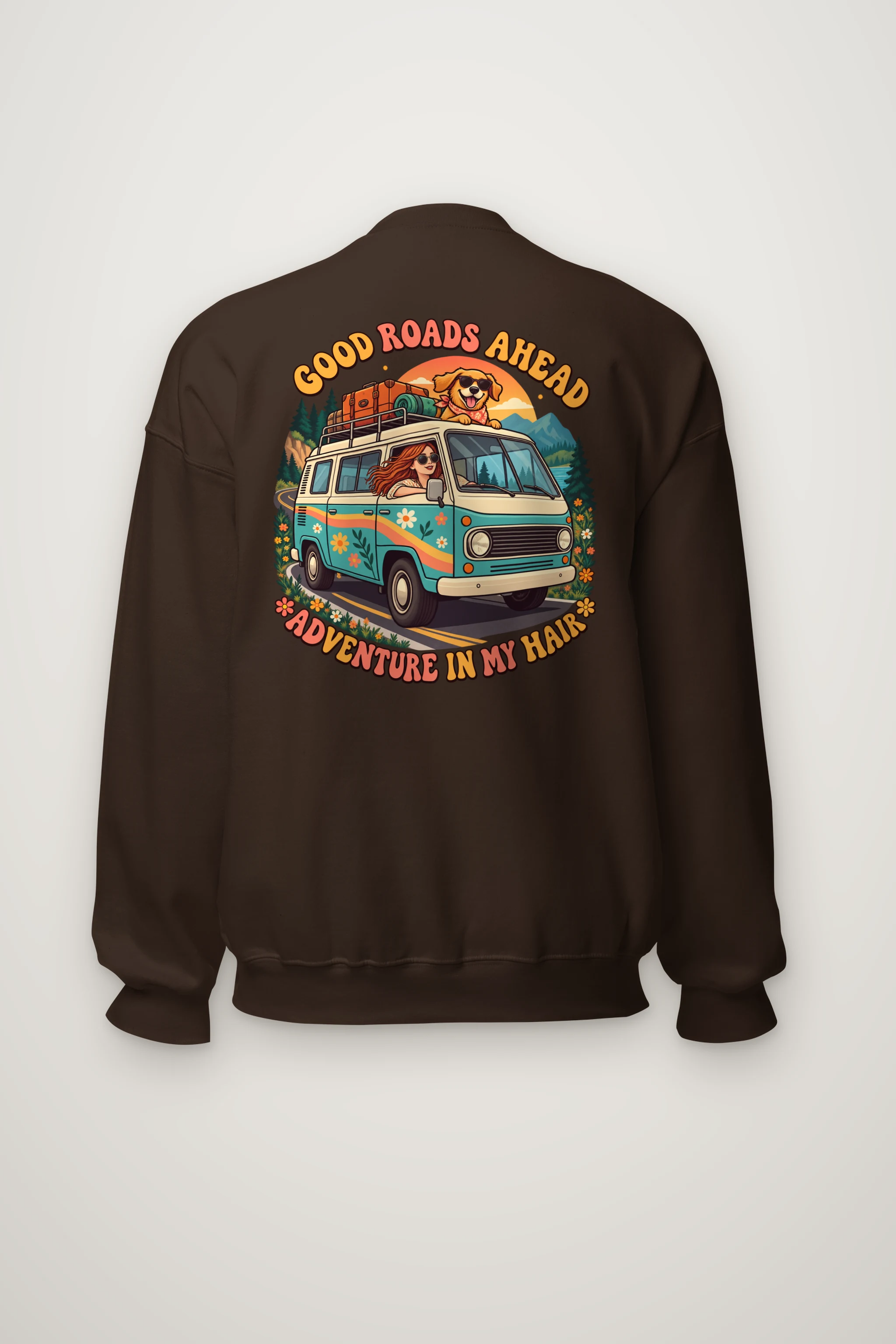 "Good Roads Ahead" Heavy Blend Unisex Crewneck Sweatshirt