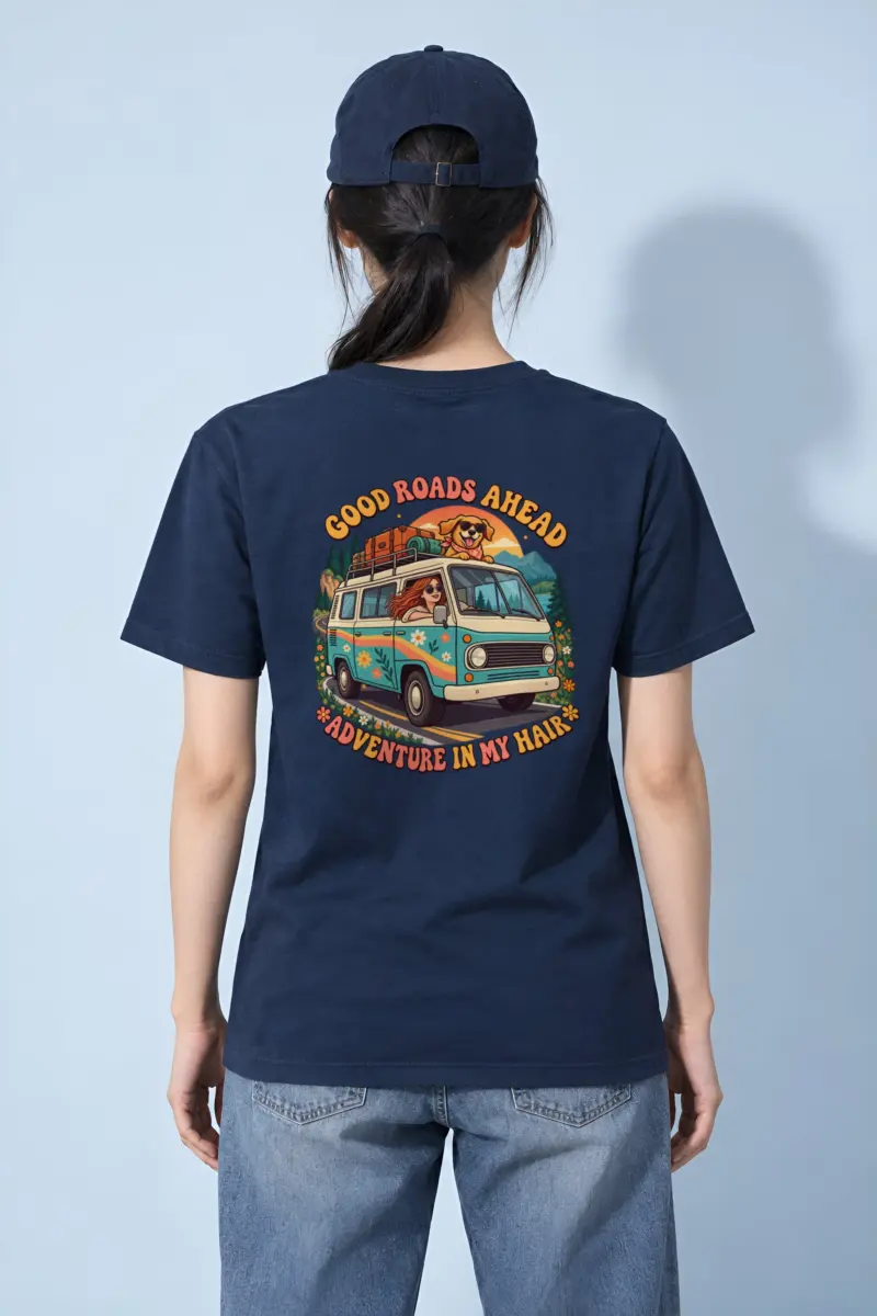 "Good Roads Ahead" Heavyweight Unisex Crewneck T-shirt
