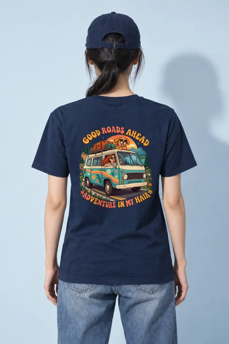 "Good Roads Ahead" Heavyweight Unisex Crewneck T-shirt