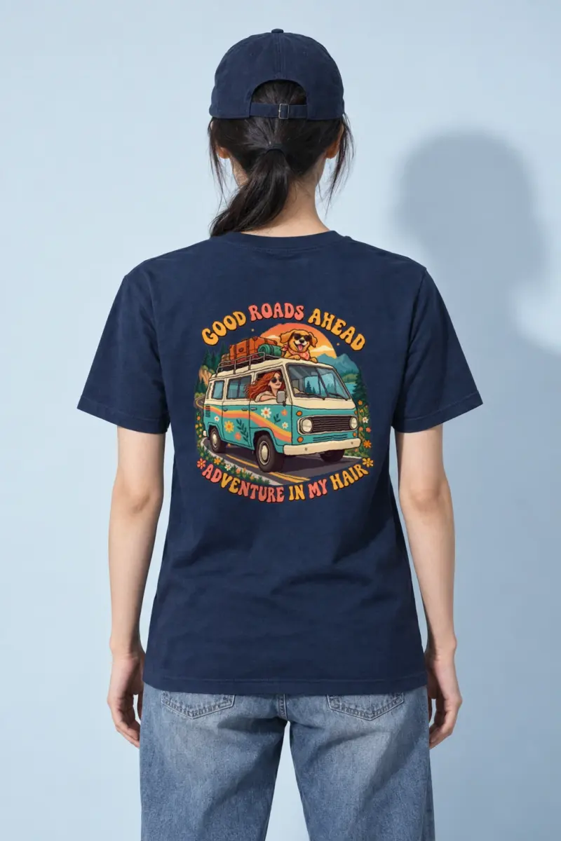 "Good Roads Ahead" Heavyweight Unisex Crewneck T-shirt