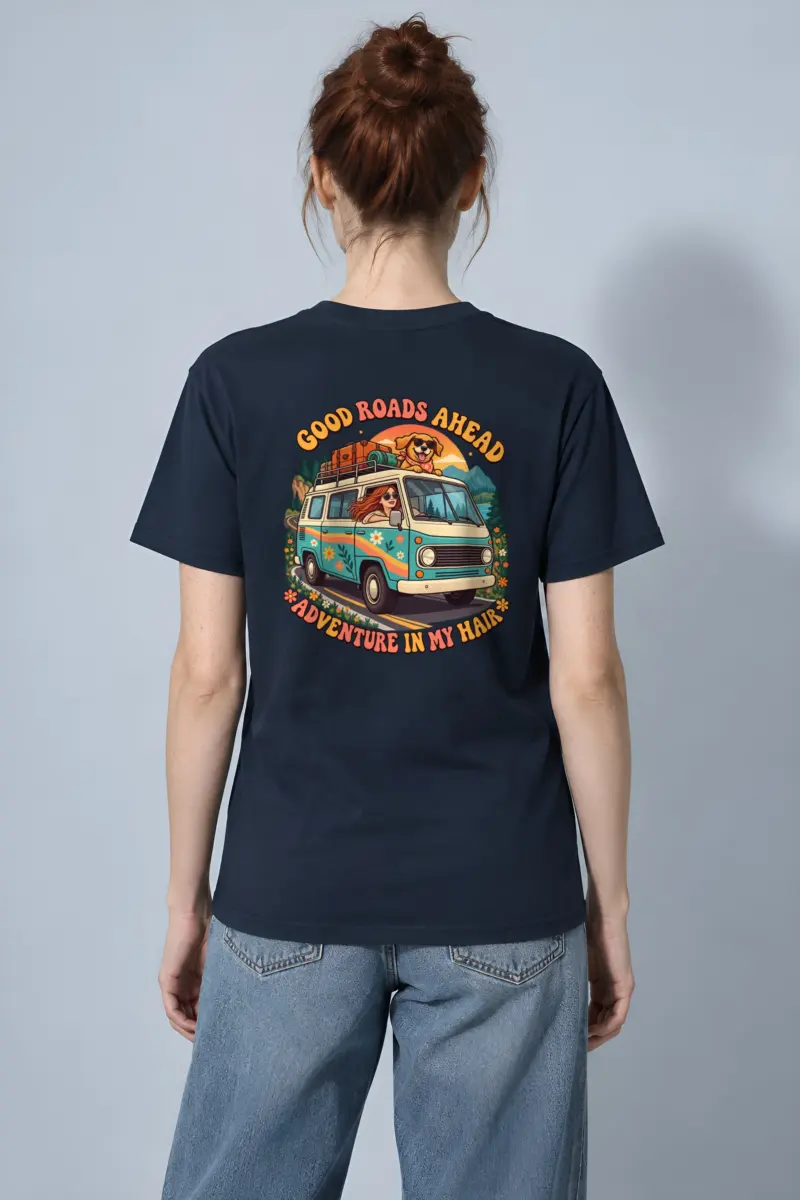"Good Roads Ahead" Heavyweight Unisex Crewneck T-shirt