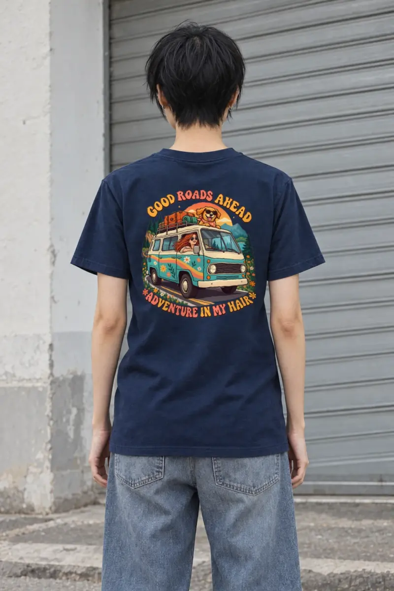 "Good Roads Ahead" Heavyweight Unisex Crewneck T-shirt | Gildan 5000