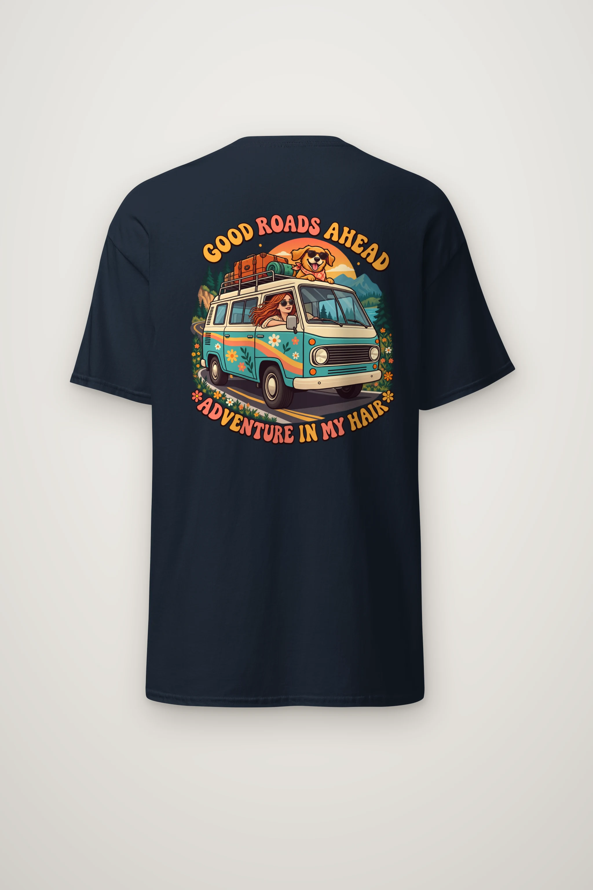 "Good Roads Ahead" Heavyweight Unisex Crewneck T-shirt