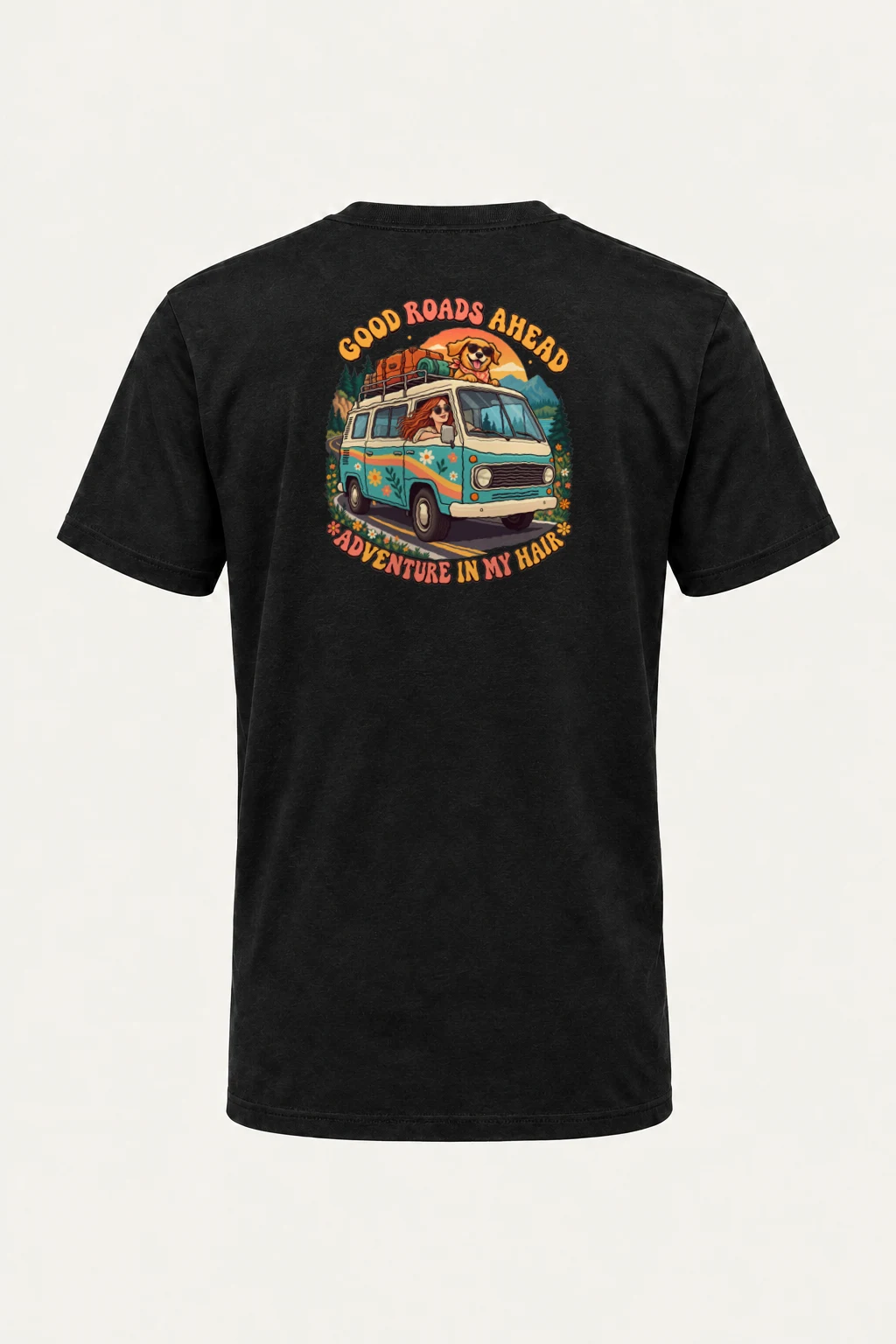 "Good Roads Ahead" Heavyweight Unisex Crewneck T-shirt | Gildan 5000