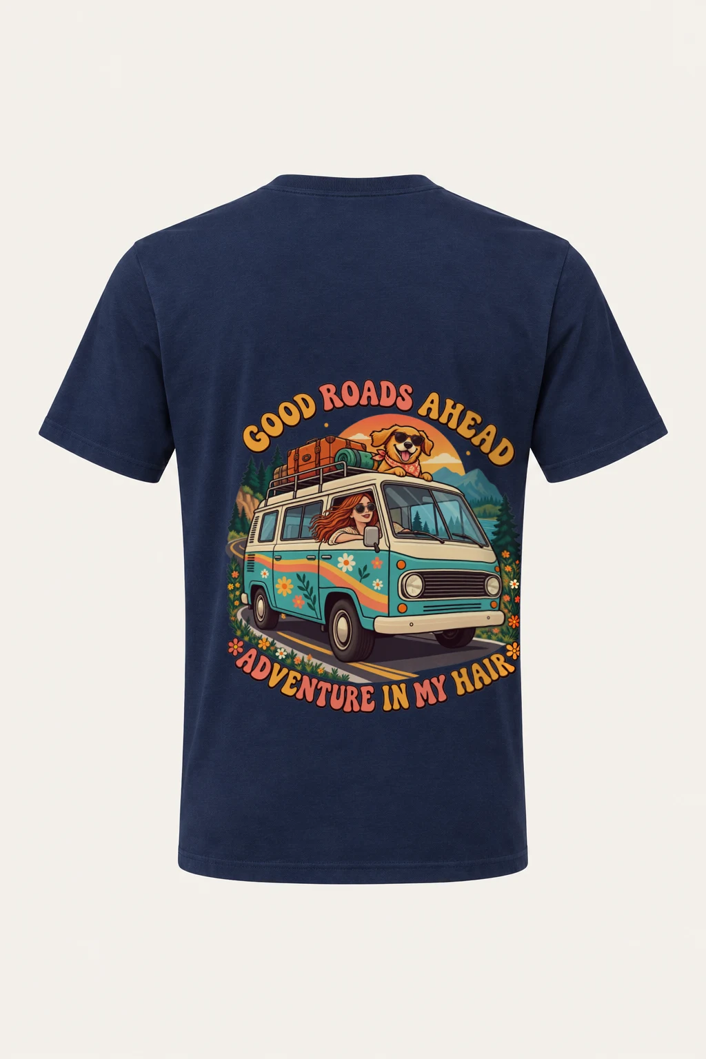 "Good Roads Ahead" Heavyweight Unisex Crewneck T-shirt | Gildan 5000