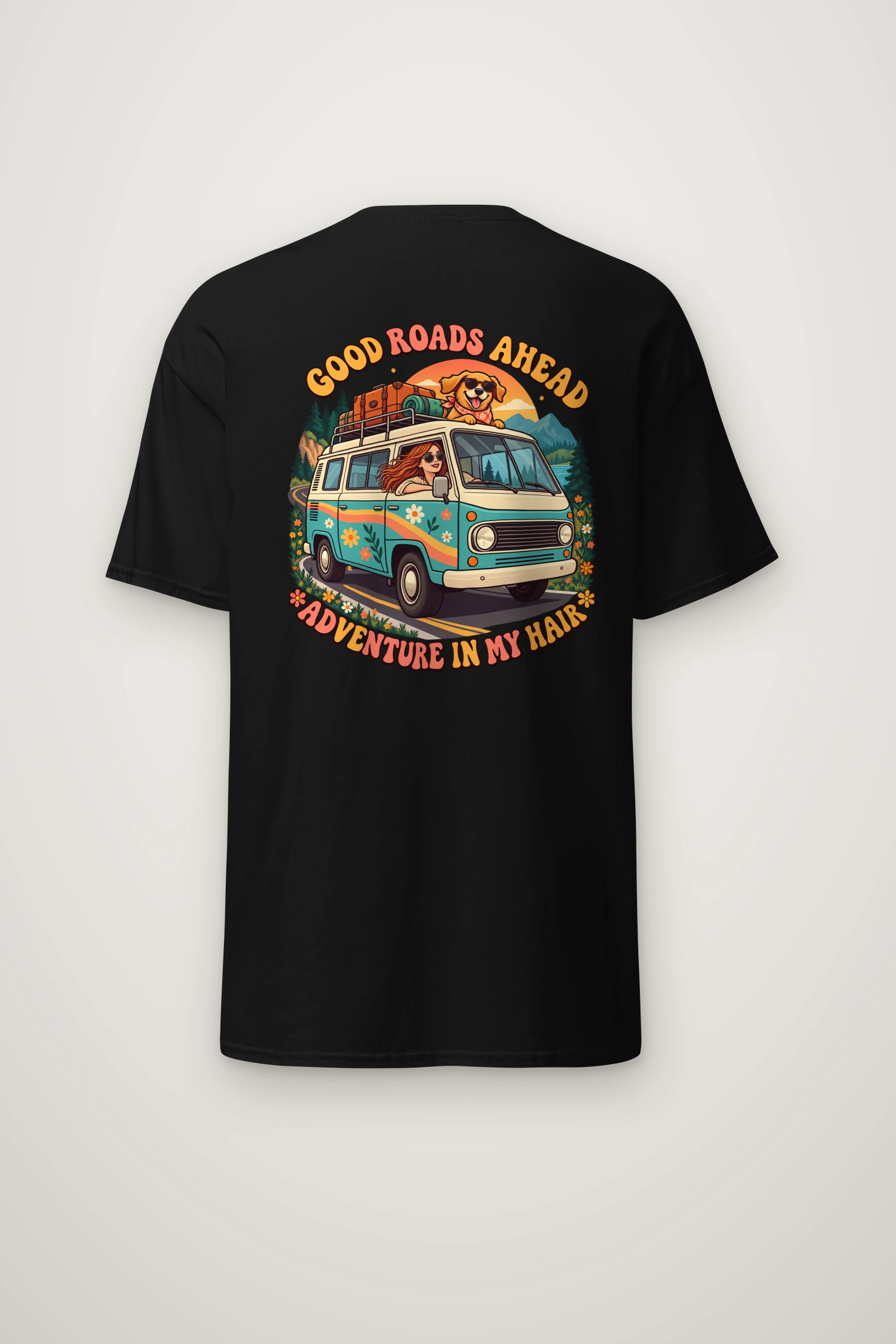 "Good Roads Ahead" Heavyweight Unisex Crewneck T-shirt