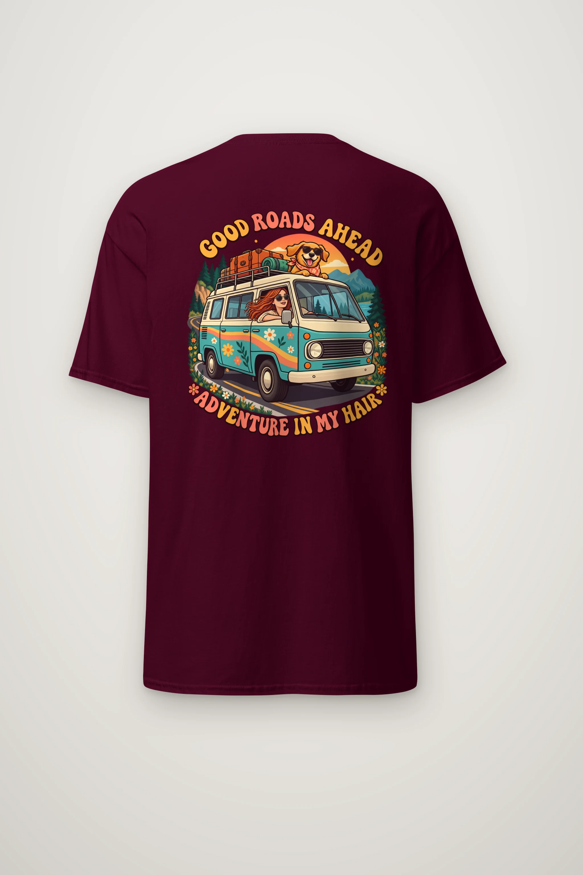 "Good Roads Ahead" Heavyweight Unisex Crewneck T-shirt