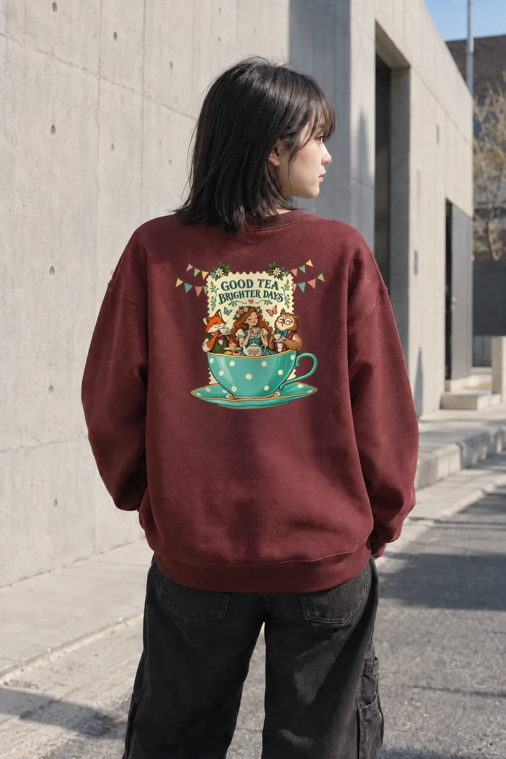 "Good Tea Brighter Days" Heavy Blend Unisex Crewneck Sweatshirt | Gildan 18000
