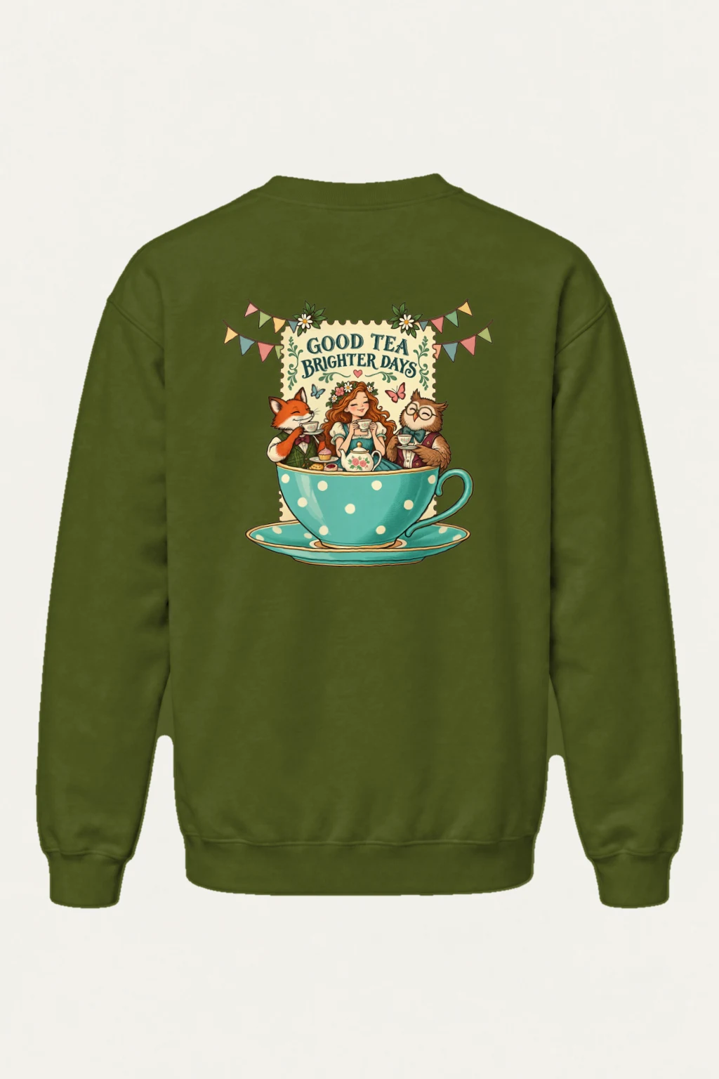 "Good Tea Brighter Days" Heavy Blend Unisex Crewneck Sweatshirt | Gildan 18000