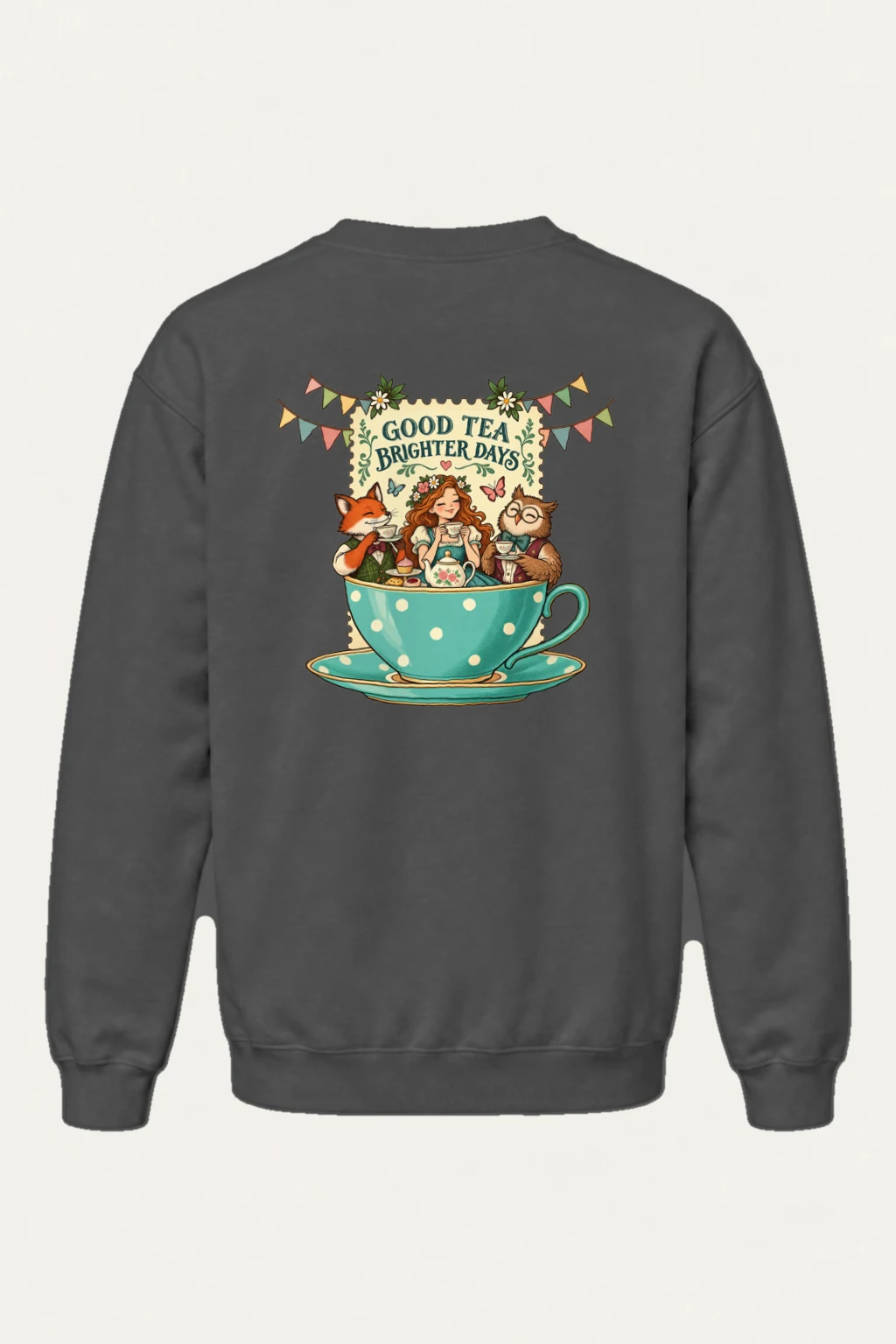 "Good Tea Brighter Days" Heavy Blend Unisex Crewneck Sweatshirt | Gildan 18000
