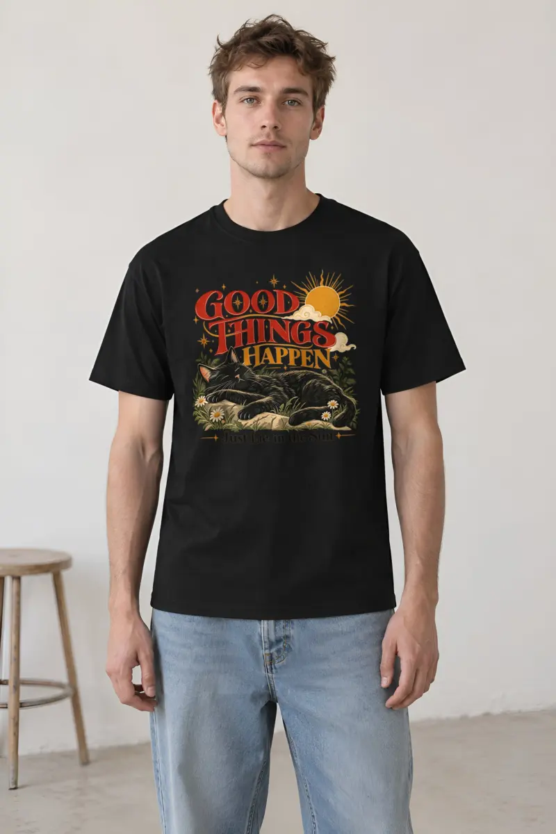 "Good Things Happen" Heavyweight Unisex Crewneck T-shirt