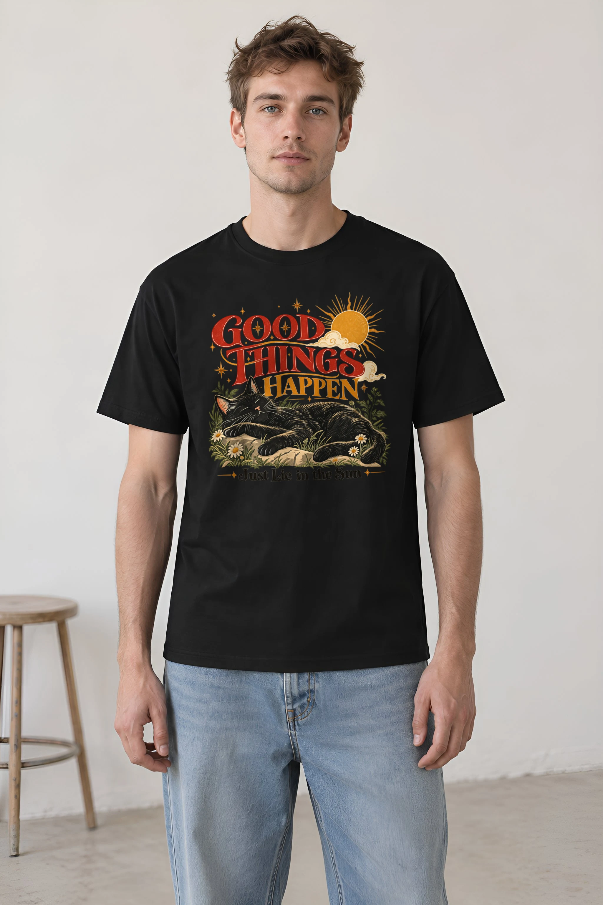 "Good Things Happen" Heavyweight Unisex Crewneck T-shirt