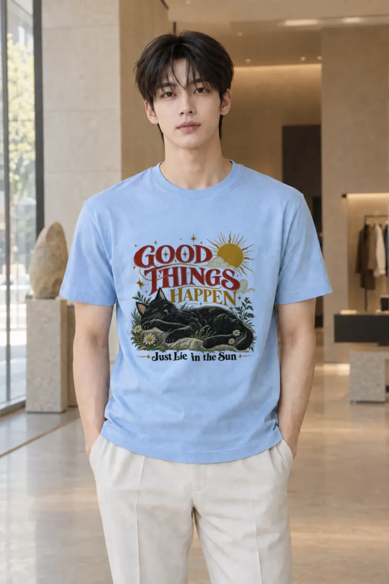 "Good Things Happen" Heavyweight Unisex Crewneck T-shirt | Gildan 5000