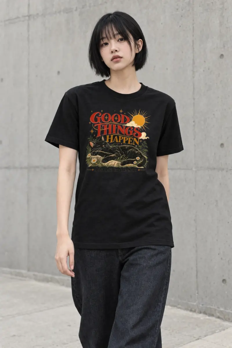 "Good Things Happen" Heavyweight Unisex Crewneck T-shirt