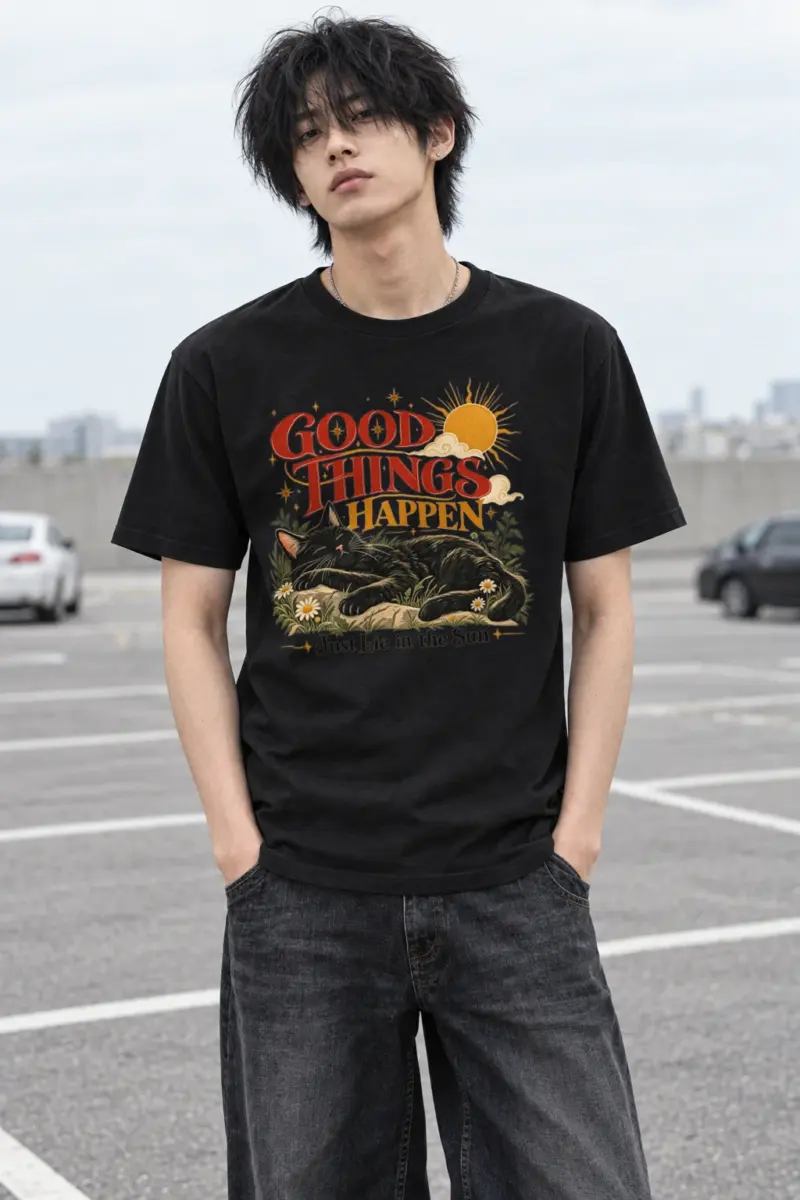 "Good Things Happen" Heavyweight Unisex Crewneck T-shirt
