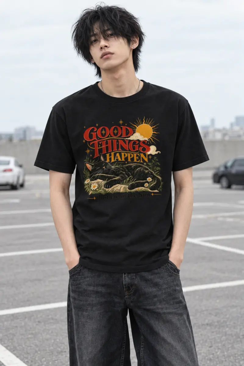 "Good Things Happen" Heavyweight Unisex Crewneck T-shirt
