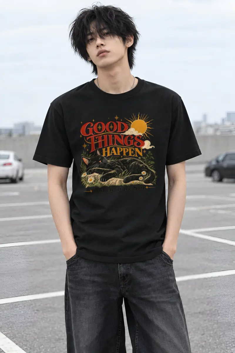 "Good Things Happen" Heavyweight Unisex Crewneck T-shirt