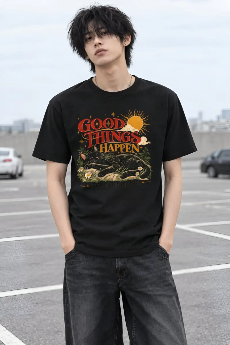 "Good Things Happen" Heavyweight Unisex Crewneck T-shirt