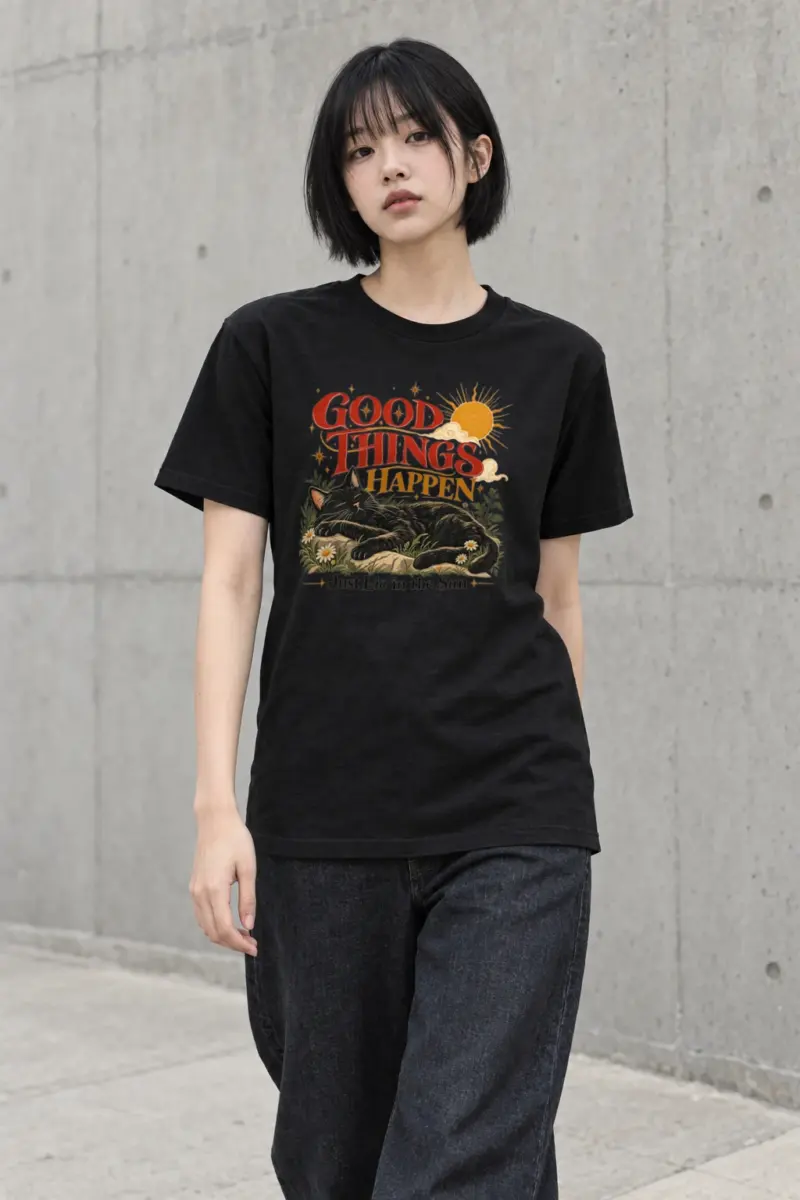 "Good Things Happen" Heavyweight Unisex Crewneck T-shirt