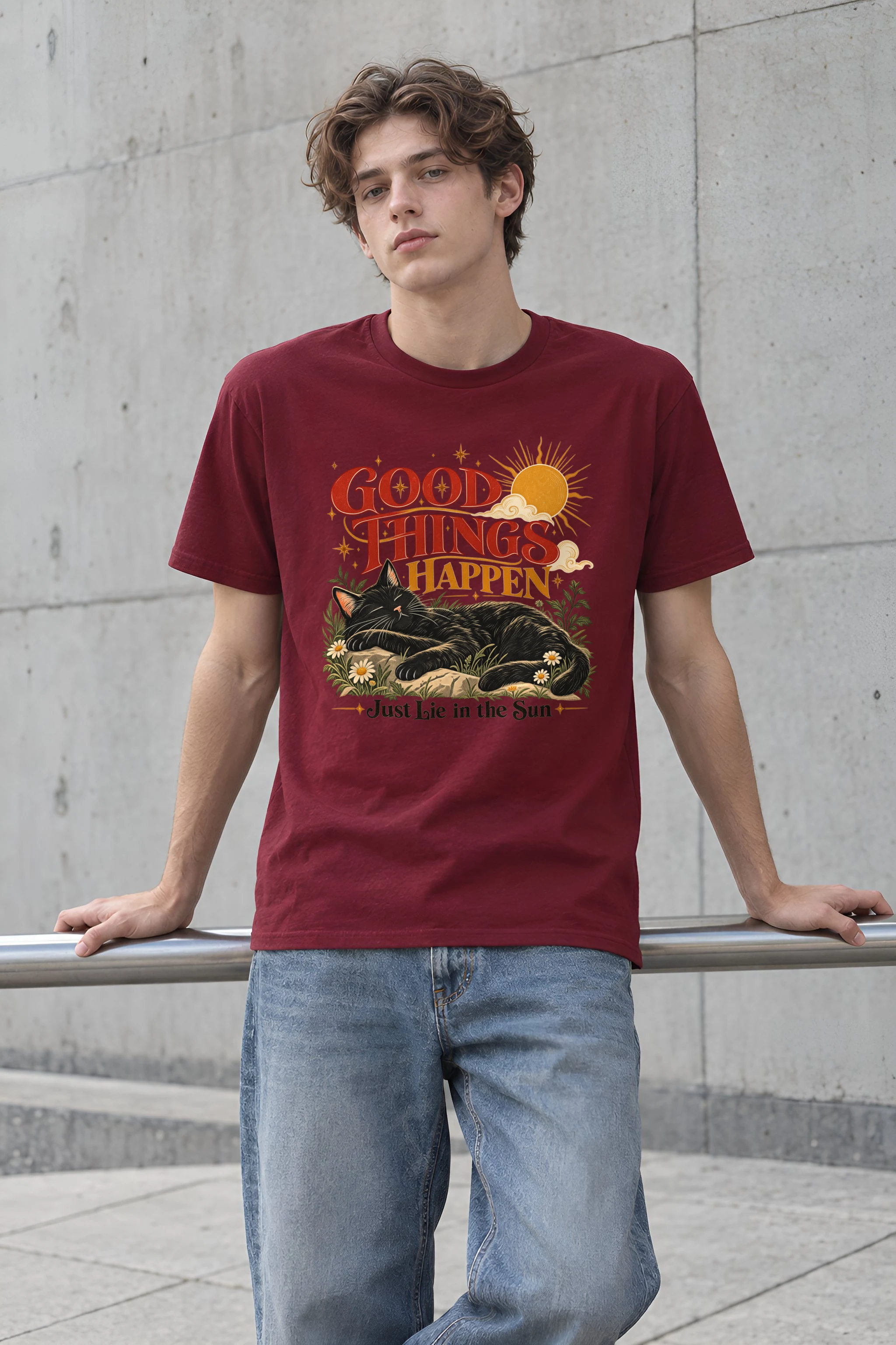 "Good Things Happen" Heavyweight Unisex Crewneck T-shirt