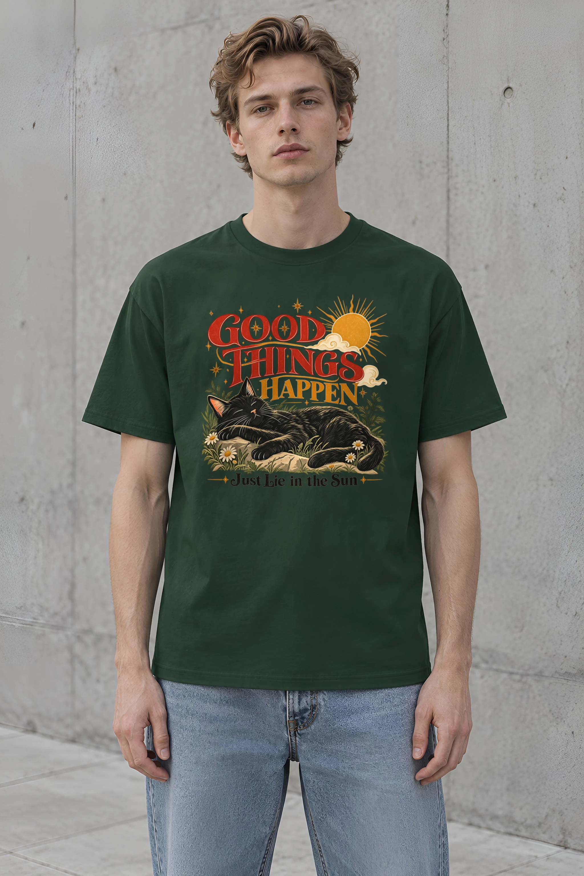 "Good Things Happen" Heavyweight Unisex Crewneck T-shirt