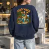 "Good Vibes And Tall Neighbours" Heavy Blend Unisex Crewneck Sweatshirt | Gildan 18000
