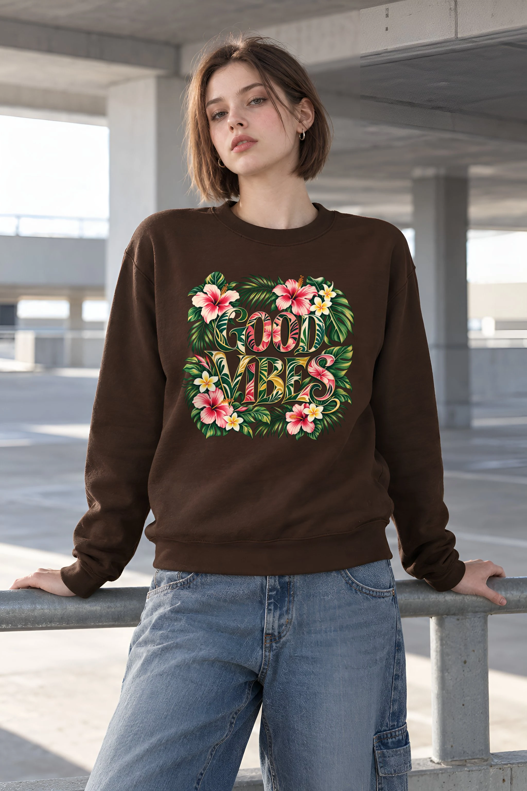 "Good Vibes Bloom" Heavy Blend Unisex Crewneck Sweatshirt