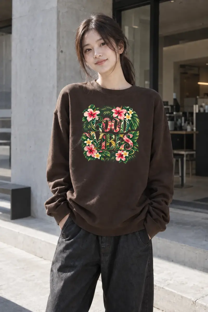 "Good Vibes Bloom" Heavy Blend Unisex Crewneck Sweatshirt | Gildan 18000