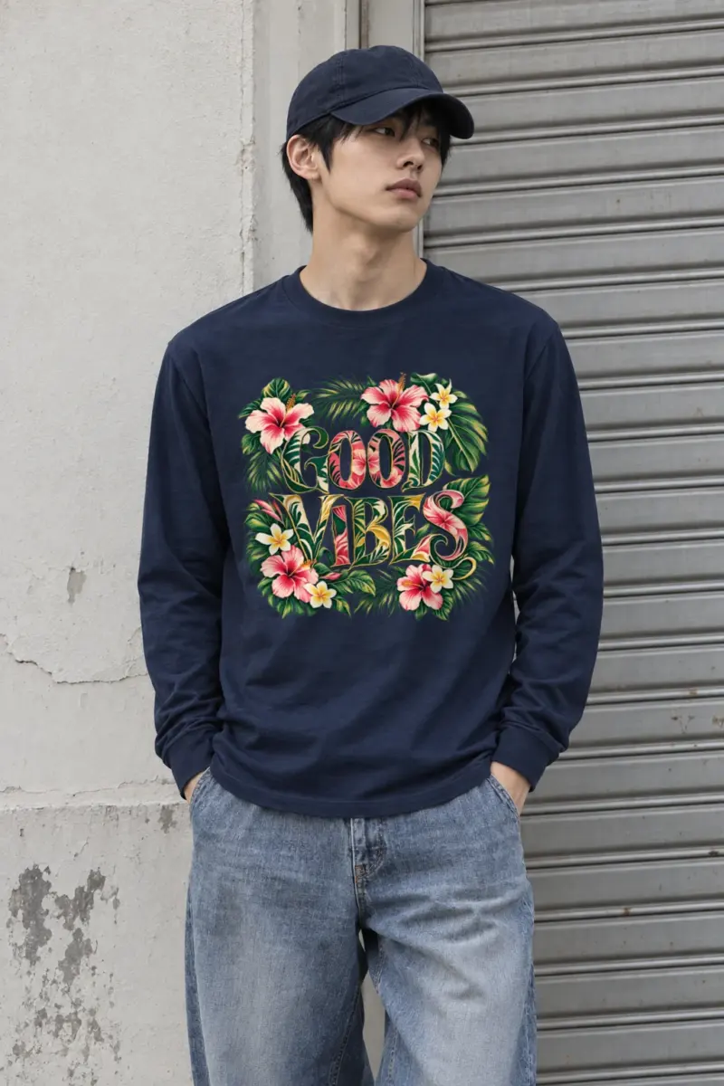 "Good Vibes Bloom" Unisex Longsleeve T-shirt | Gildan 2400