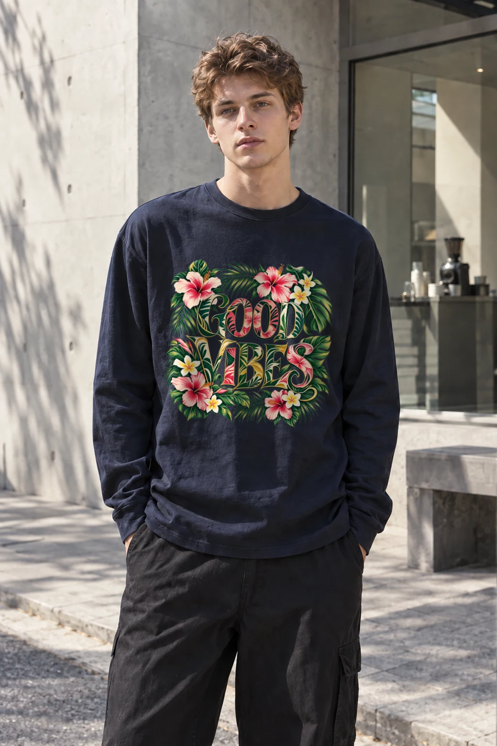 "Good Vibes Bloom" Unisex Longsleeve T-shirt | Gildan 2400
