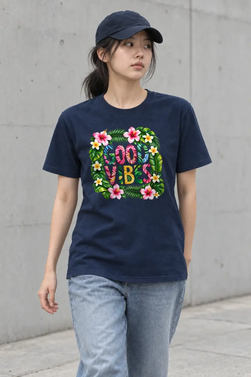 "Good Vibes Blooms" Heavyweight Unisex Crewneck T-shirt