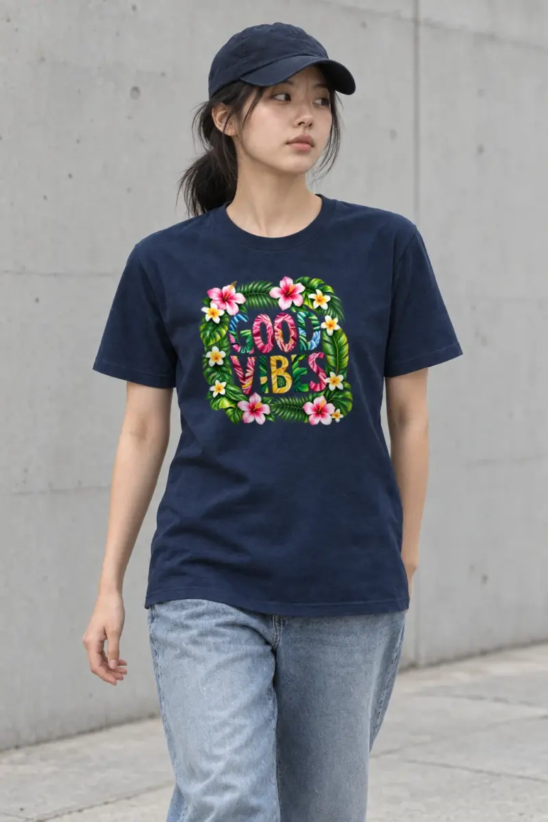 "Good Vibes Blooms" Heavyweight Unisex Crewneck T-shirt
