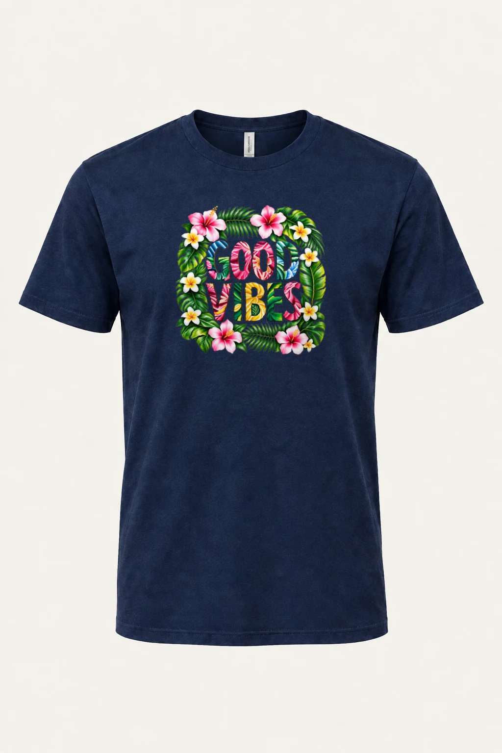 "Good Vibes Blooms" Heavyweight Unisex Crewneck T-shirt | Gildan 5000