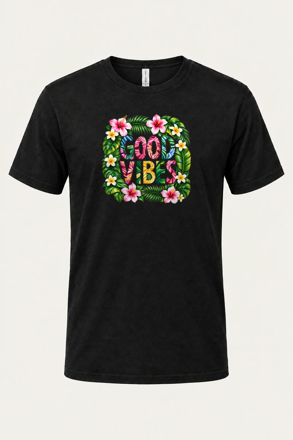 "Good Vibes Blooms" Heavyweight Unisex Crewneck T-shirt | Gildan 5000
