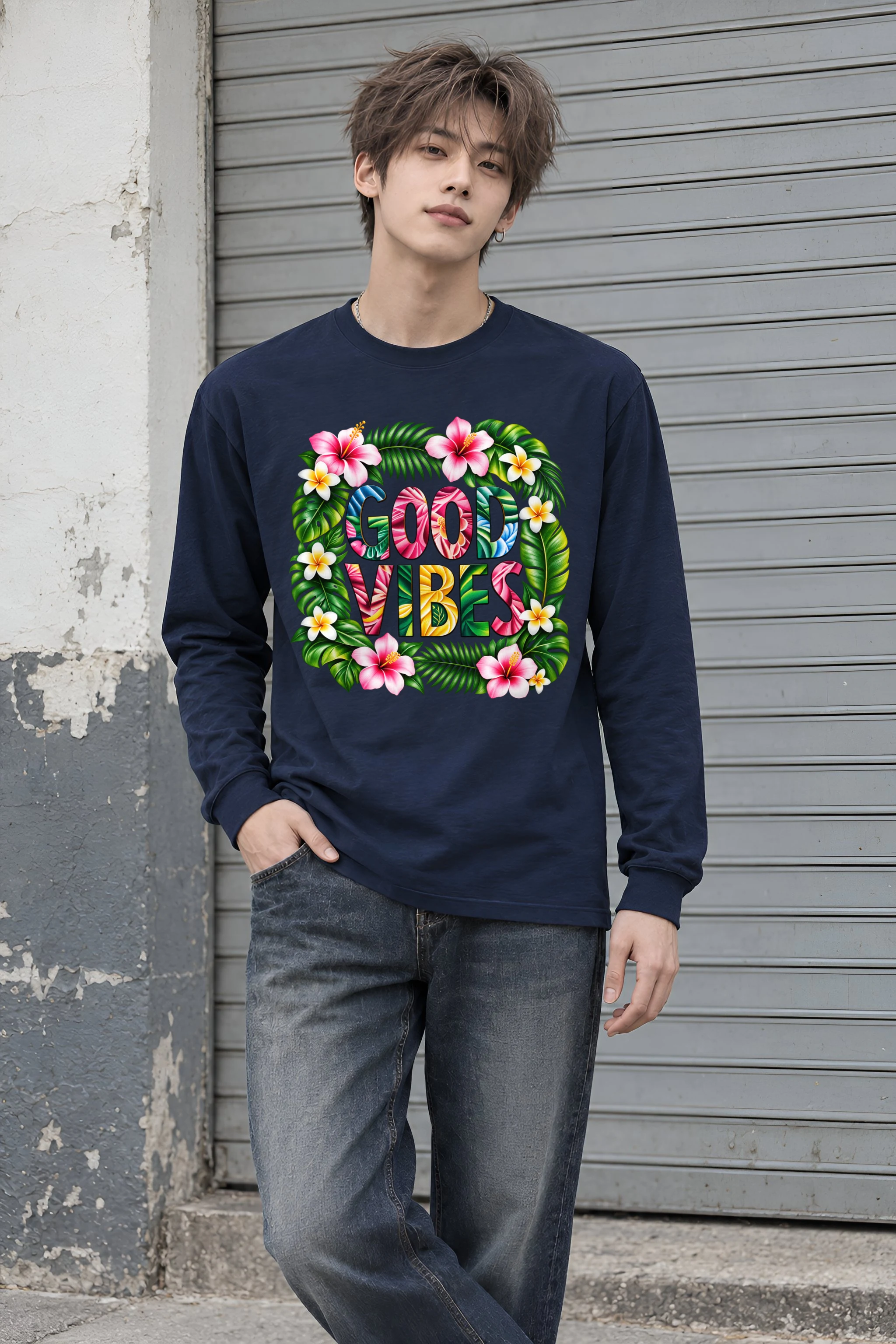 "Good Vibes Blooms" Unisex Longsleeve T-shirt